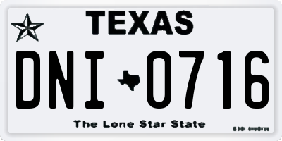 TX license plate DNI0716