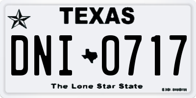 TX license plate DNI0717