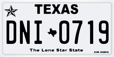 TX license plate DNI0719