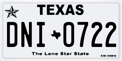 TX license plate DNI0722