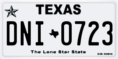 TX license plate DNI0723