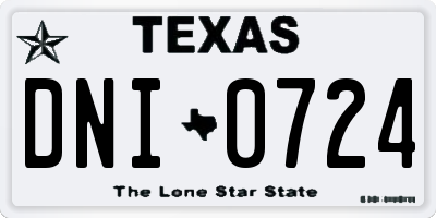 TX license plate DNI0724