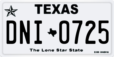 TX license plate DNI0725