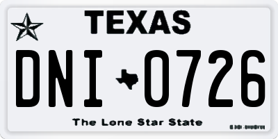 TX license plate DNI0726