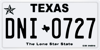 TX license plate DNI0727