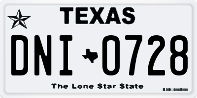 TX license plate DNI0728
