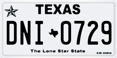 TX license plate DNI0729