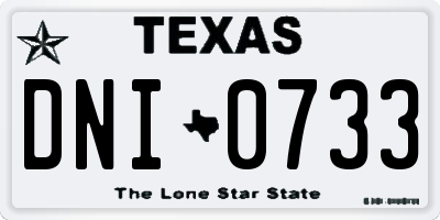 TX license plate DNI0733
