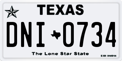 TX license plate DNI0734
