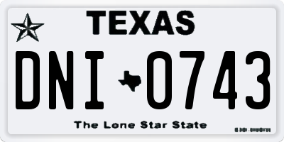 TX license plate DNI0743