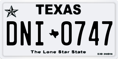 TX license plate DNI0747