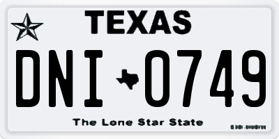 TX license plate DNI0749