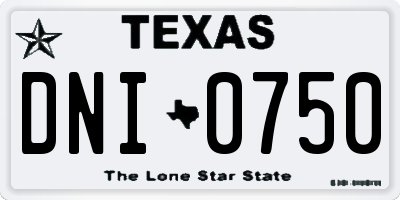 TX license plate DNI0750
