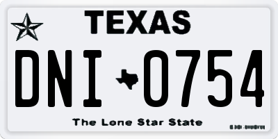 TX license plate DNI0754