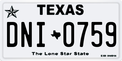 TX license plate DNI0759