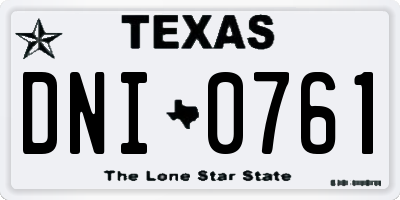 TX license plate DNI0761