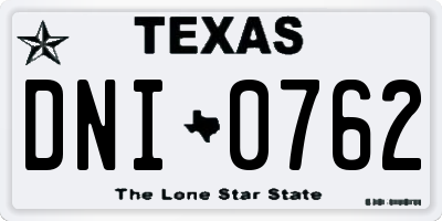 TX license plate DNI0762