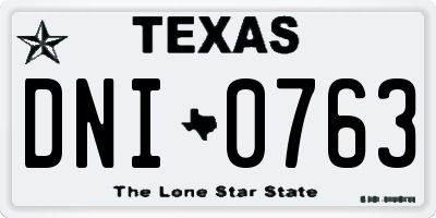 TX license plate DNI0763