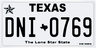 TX license plate DNI0769