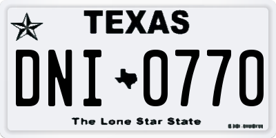 TX license plate DNI0770