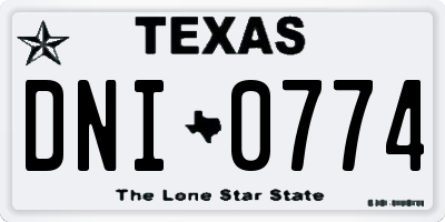 TX license plate DNI0774