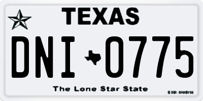 TX license plate DNI0775