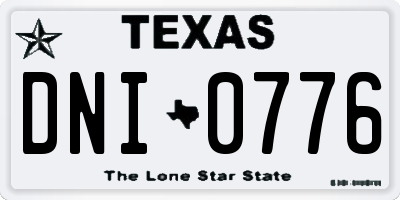 TX license plate DNI0776