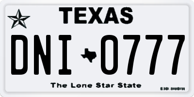 TX license plate DNI0777