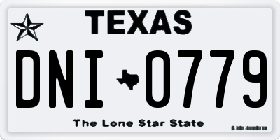 TX license plate DNI0779