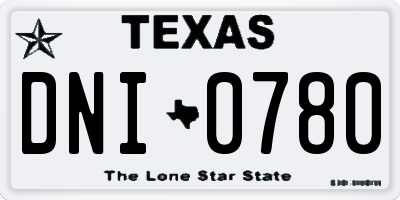 TX license plate DNI0780