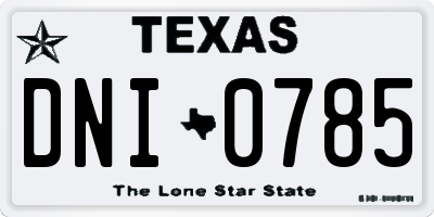 TX license plate DNI0785