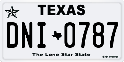 TX license plate DNI0787