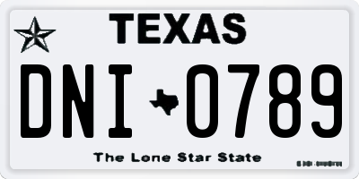 TX license plate DNI0789