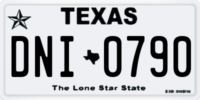TX license plate DNI0790
