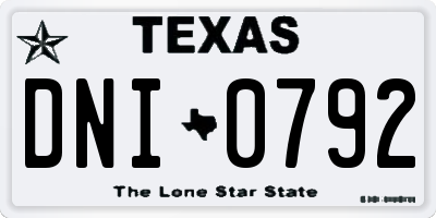 TX license plate DNI0792