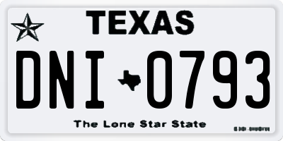 TX license plate DNI0793