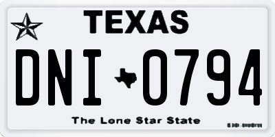 TX license plate DNI0794