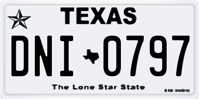 TX license plate DNI0797