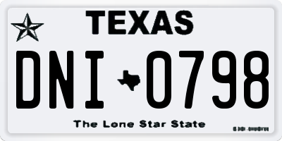 TX license plate DNI0798