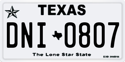 TX license plate DNI0807