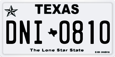 TX license plate DNI0810
