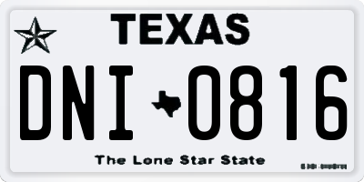 TX license plate DNI0816