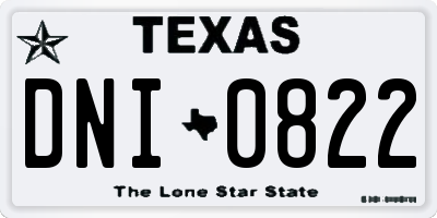 TX license plate DNI0822
