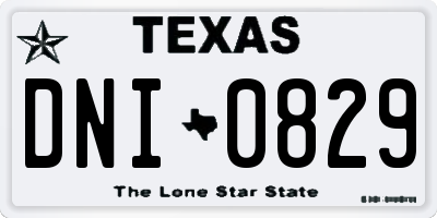TX license plate DNI0829