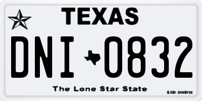 TX license plate DNI0832