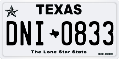 TX license plate DNI0833