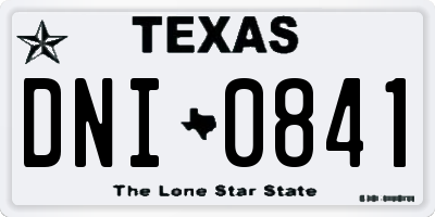 TX license plate DNI0841