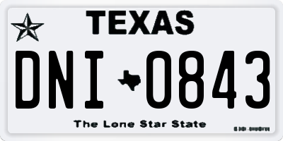 TX license plate DNI0843