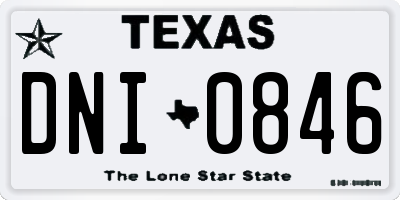 TX license plate DNI0846