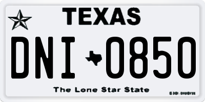TX license plate DNI0850